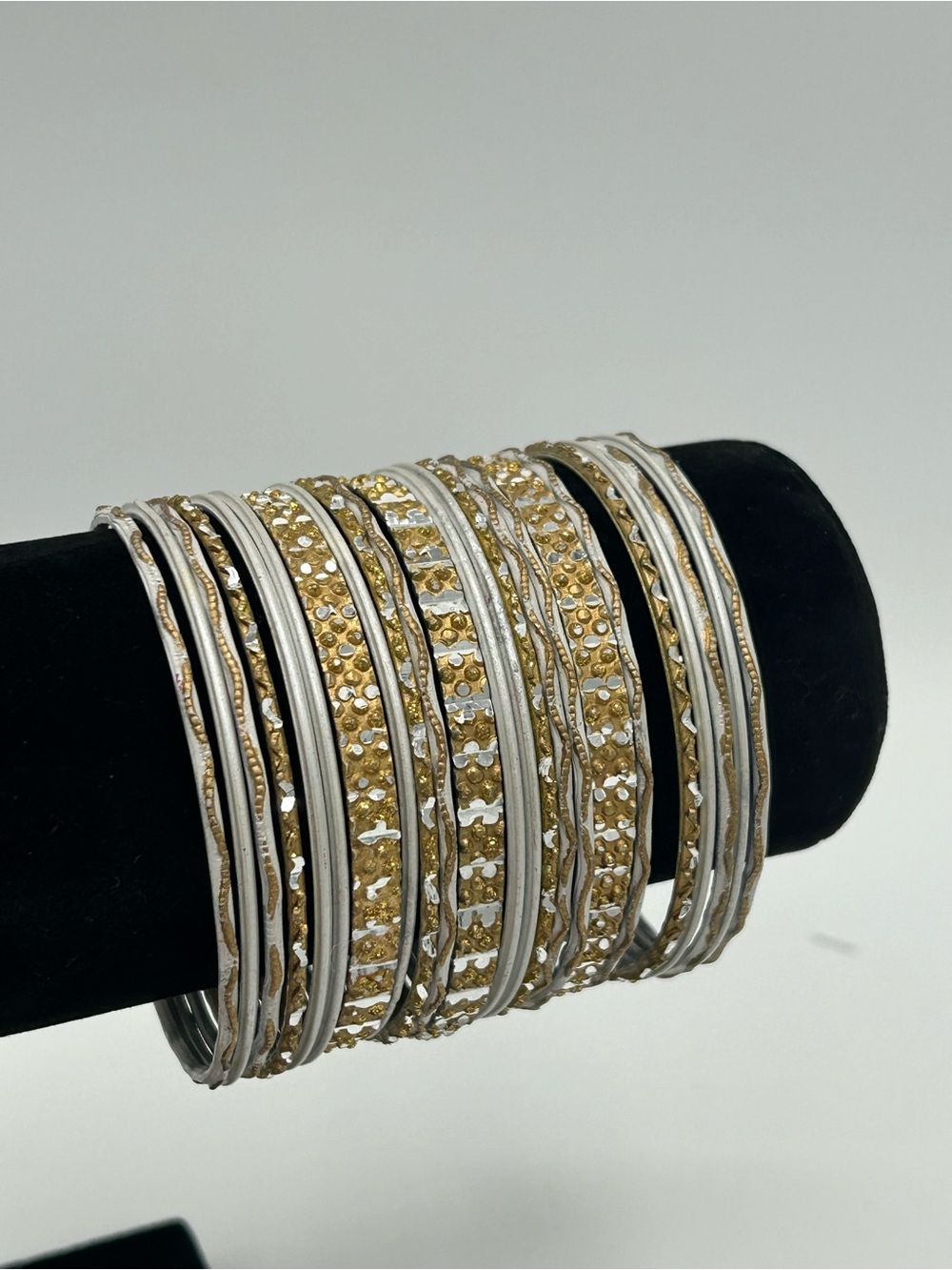 Gold and Silver Mixed Bangle Set - Women's Fashion Jewelry